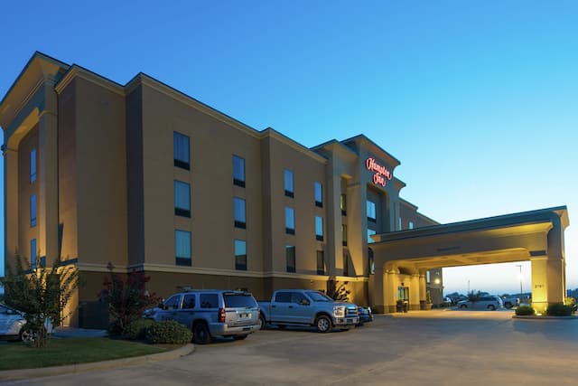 Hotel Exterior and Entry at Dusk