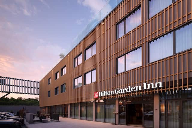 Hotel exterior with signage