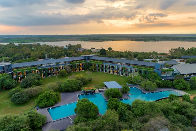 Hotel exterior drone shot