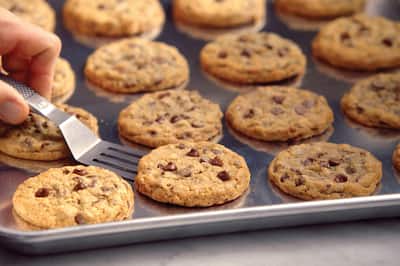 Batch of fresh chocolate chips cookie just out the oven
