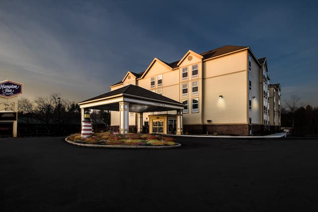 Hotel Building Exterior at Sunset
