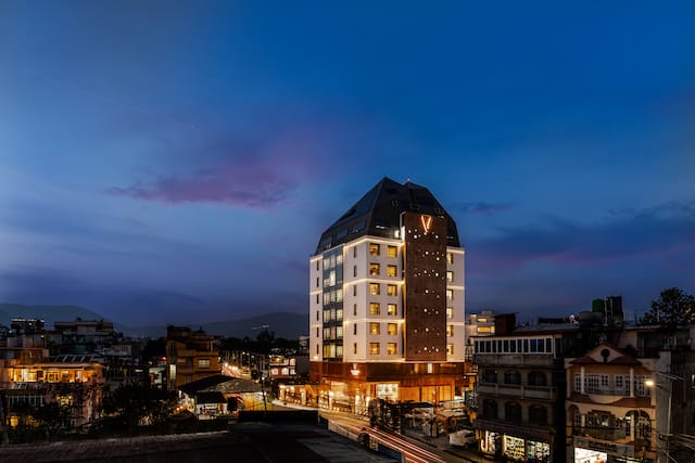 Hotel exterior at night