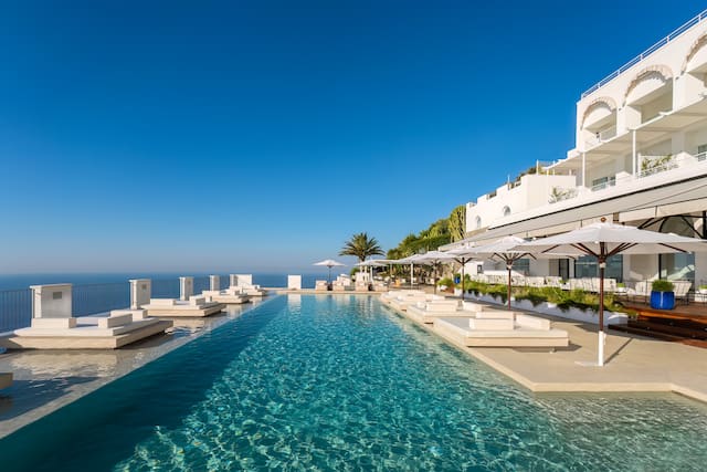 Hotel exterior with outdoor pool