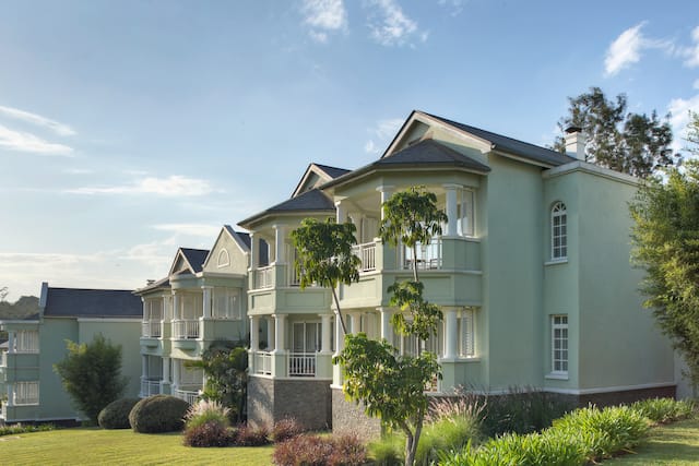 Hotel exterior with room balconies