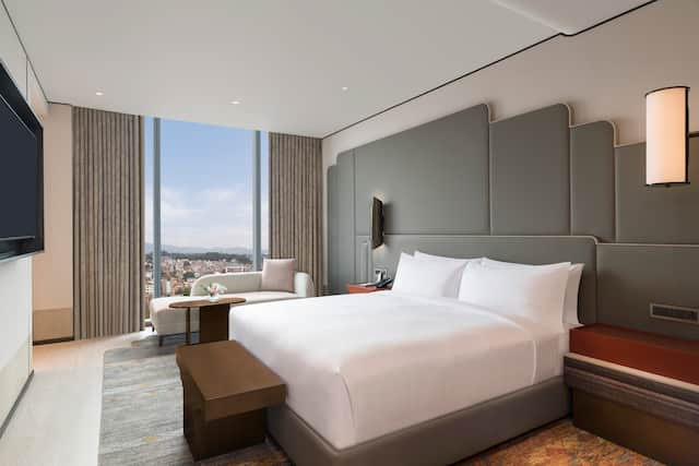 guestroom with bed and views