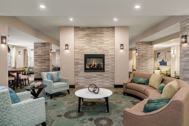 Lobby Seating Area with Fireplace